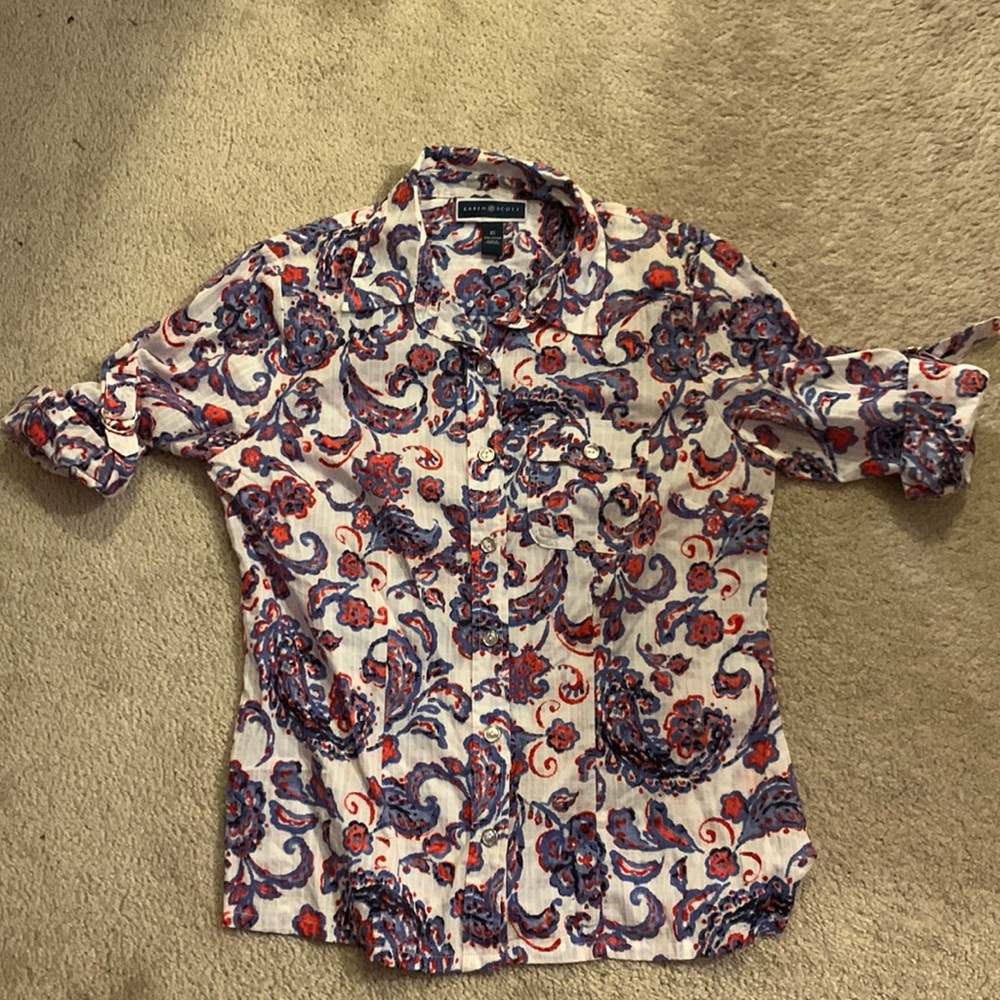 Karen Scott Shirt Button-Up XS